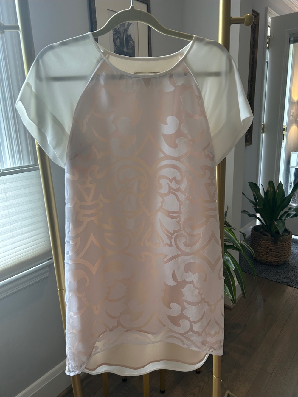 KEEPSAKE the Label Light Blush Floral Overlay Shift